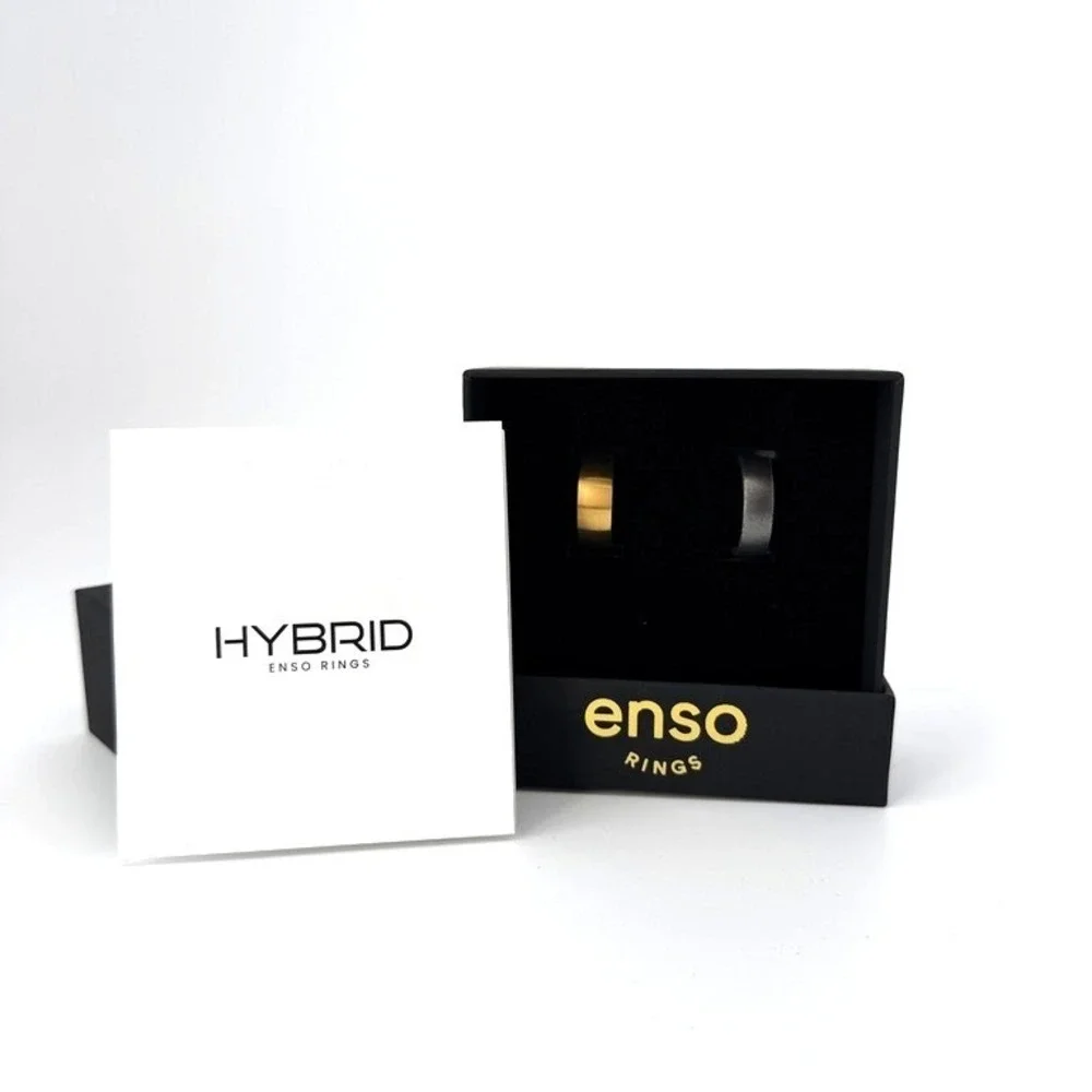 Enso Hybrid Silicone Rings Set Size 8 Gold and Slate Grey Metallic Mens Band NEW